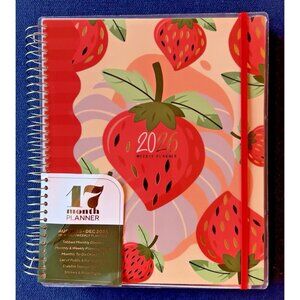 17 Month Planner STRAWBERRIES Aug 2025 - Dec 2026 Weekly Planning Note Page Gift